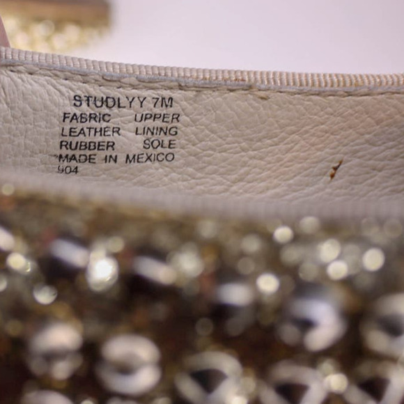 Steve Madden Studlyy Flats Gold Leather Studded Glitter Slip Ons 7M - Picture 6 of 6